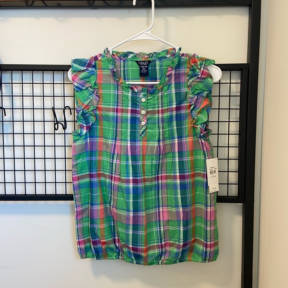 NWT | Chaps girl’s plaid sleeveless top — large